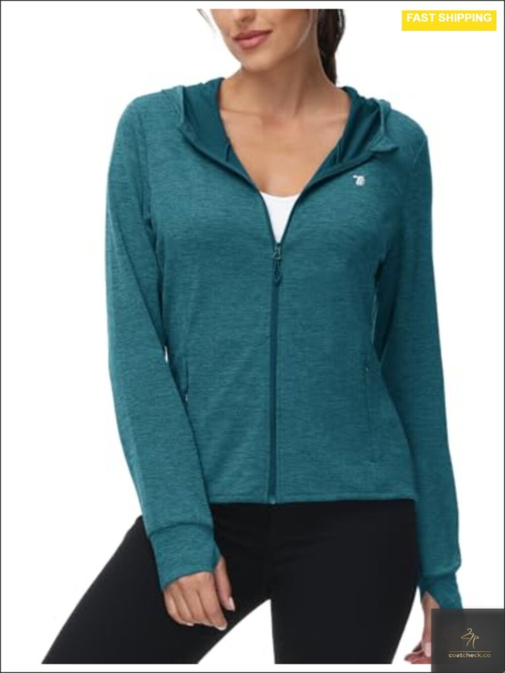UPF 50+ Sun Protection Hooded Jacket Lightweight Zip Thumbholes